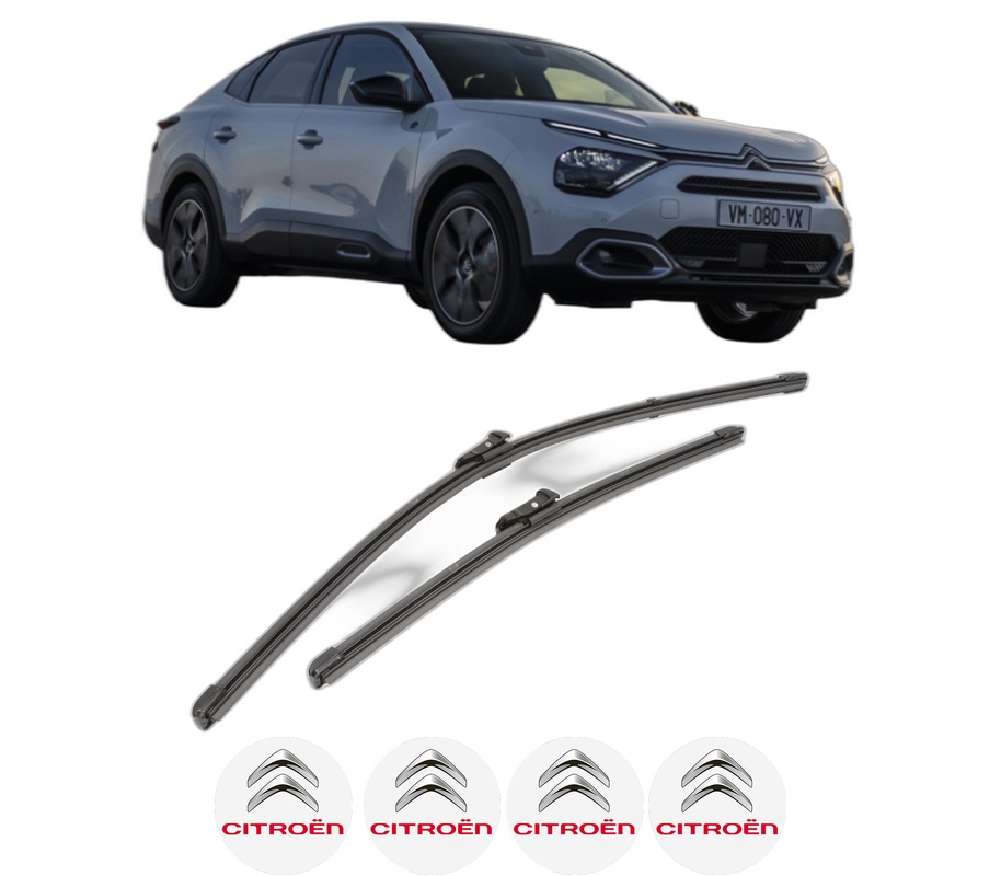 Set stergatoare auto CITROEN C4 X (BD_, BE_, BF_) din 2022-2024, pentru parbriz auto, 2 bucati, Valeo Silencio Xtrm, din cauciuc siliconat rezistent, 4 Stickere Auto CITROEN