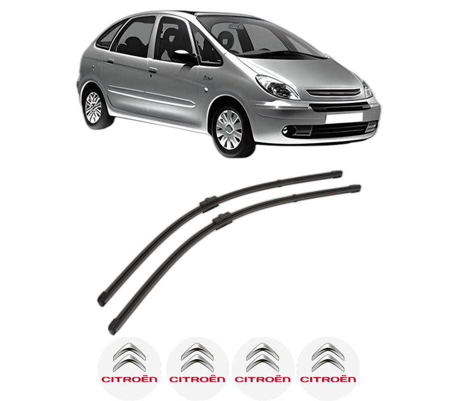Set stergatoare auto CITROEN XSARA PICASSO (N68) din 1999-2012, pentru parbriz auto, 2 bucati, Valeo Silencio, din cauciuc siliconat rezistent, 4 Stickere Auto CITROEN