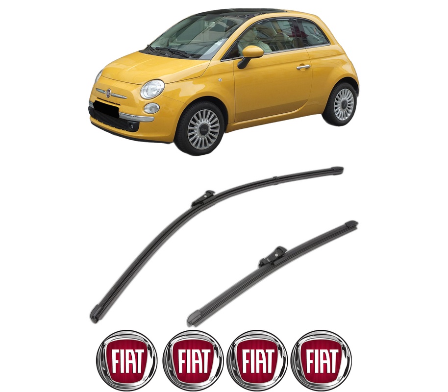Set stergatoare auto FIAT 500 C (312_) din 2009-2020, pentru parbriz auto, 2 bucati, Valeo Silencio Xtrm, din cauciuc siliconat rezistent, 4 Stickere Auto FIAT