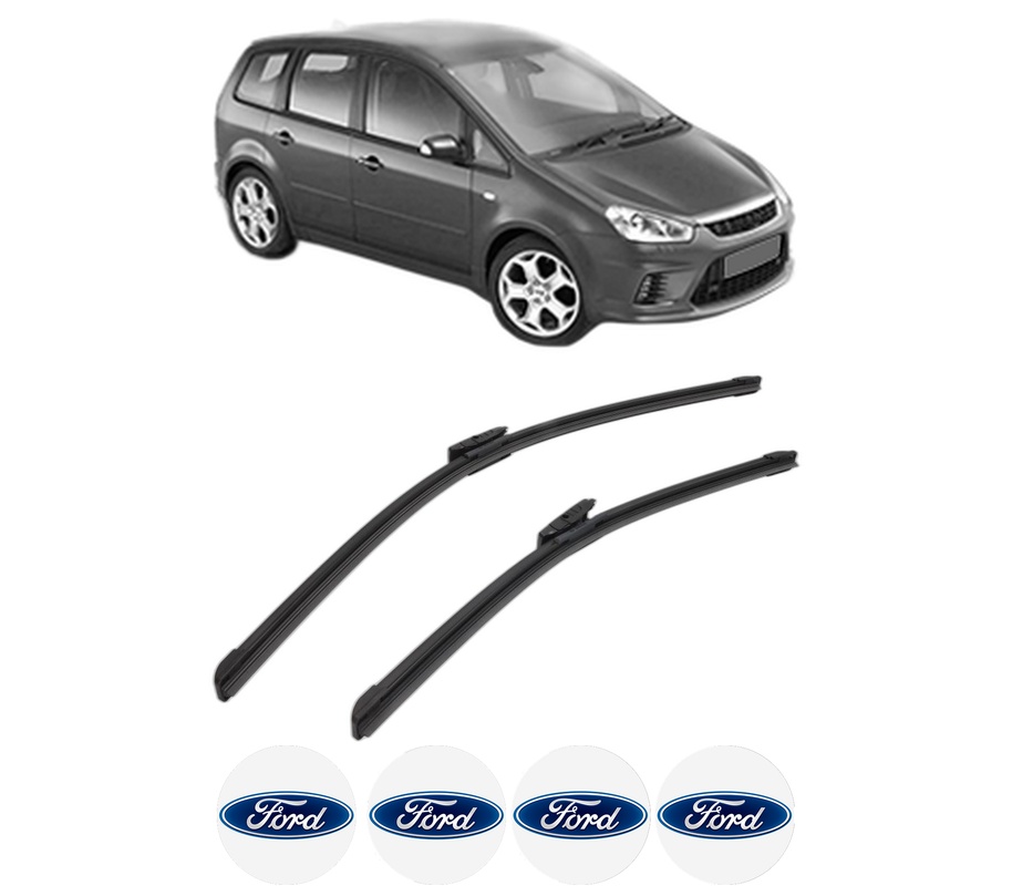 Set stergatoare auto FORD C-MAX (DM2) din 2007-2010, pentru parbriz auto, 2 bucati, Bosch Aerotwin Multi, din cauciuc siliconat rezistent, 4 Stickere Auto FORD