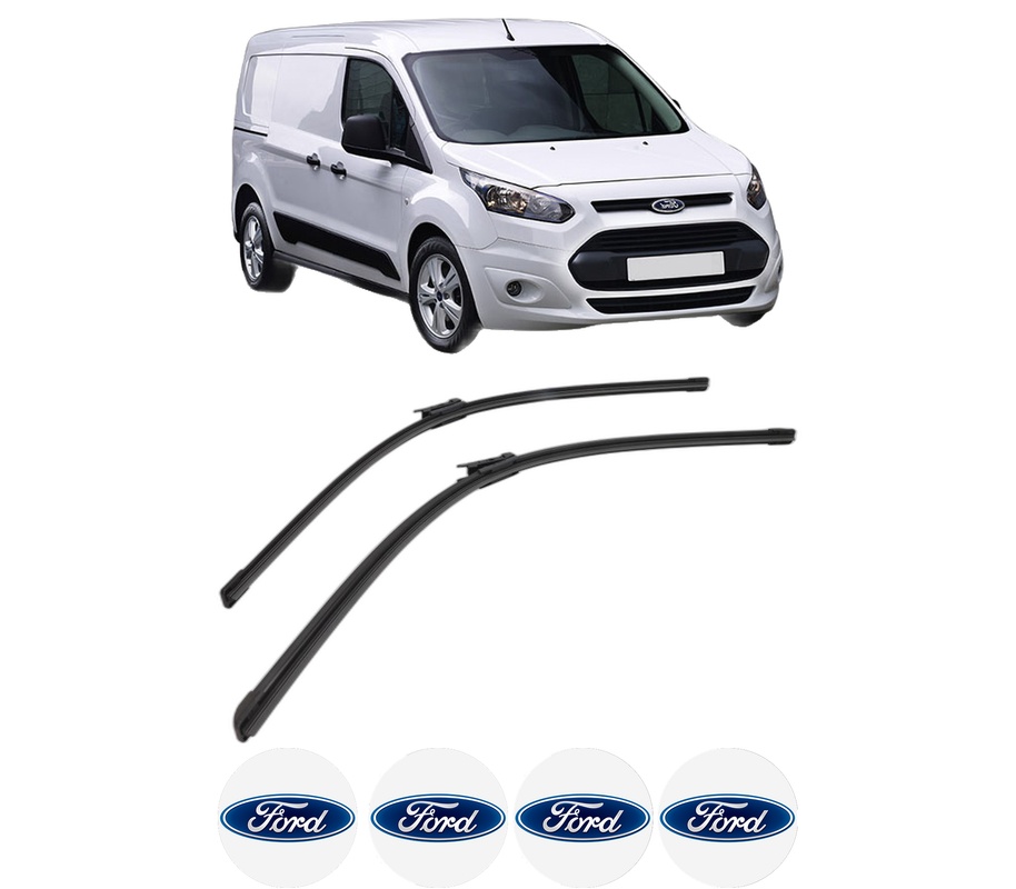Set stergatoare auto FORD TRANSIT CONNECT V408 Box Body/MPV din 2013-2021, pentru parbriz auto, 2 bucati, Bosch Aerotwin, din cauciuc siliconat rezistent, 4 Stickere Auto FORD