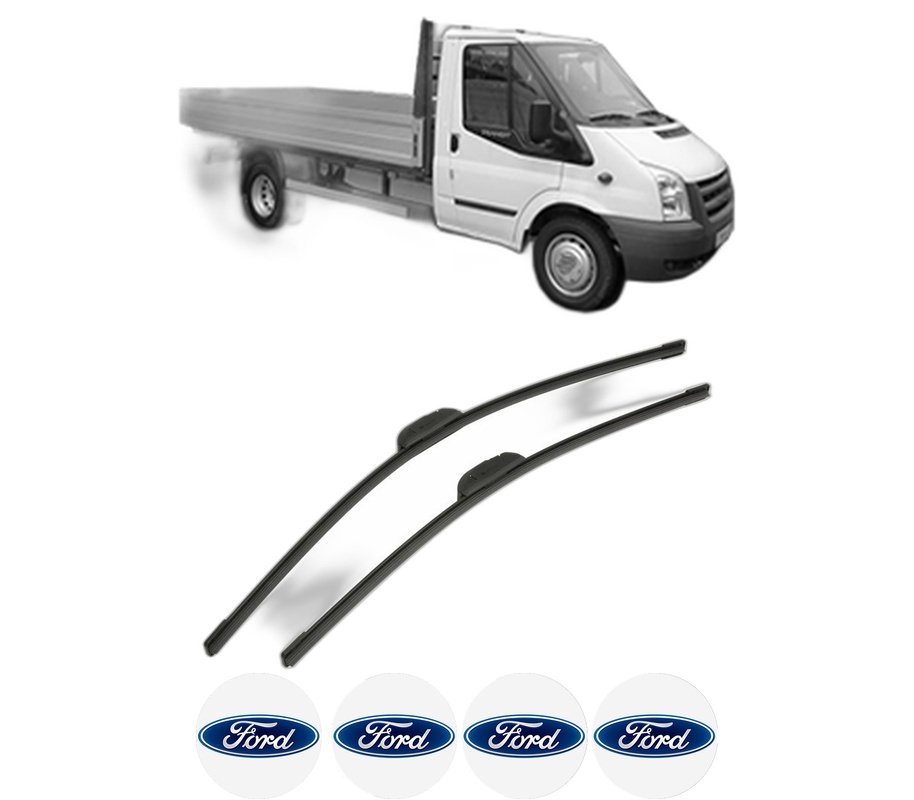 Set stergatoare auto FORD TRANSIT Platform/Chassis (FM_ _, FN_ _, FF_ _) din 2006-2011, pentru parbriz auto, 2 bucati, Bosch Aerotwin Retrofit, din cauciuc siliconat rezistent, 4 Stickere Auto FORD
