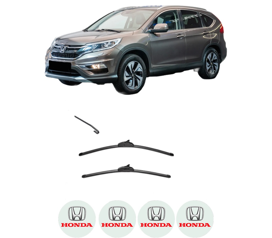 Set stergatoare auto HONDA CR-V V (RW_, RT_) din 2016-2023, pentru parbriz auto, 2 bucati, Valeo Silencio, din cauciuc siliconat rezistent, 4 Stickere Auto HONDA