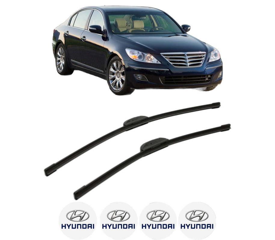 Set stergatoare auto HYUNDAI GENESIS (BH) din 2008-2014, pentru parbriz auto, 2 bucati, Bosch Aerotwin Retrofit, din cauciuc siliconat rezistent, 4 Stickere Auto HYUNDAI