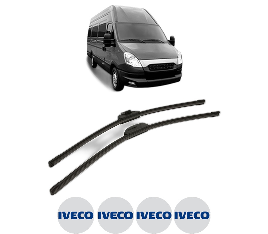Set stergatoare auto IVECO DAILY V Bus din 2011-2014, pentru parbriz auto, 2 bucati, Bosch Aerotwin Retro Truck, din cauciuc siliconat rezistent, 4 Stickere Auto IVECO