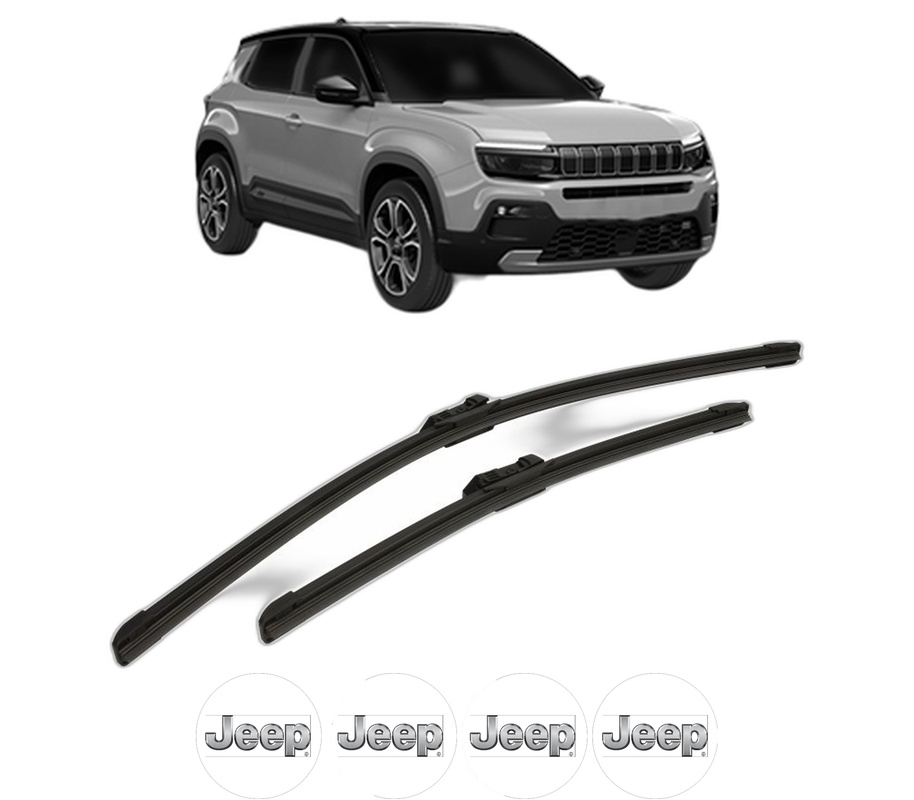 Set stergatoare auto JEEP AVENGER (J2) din 2022-2024, pentru parbriz auto, 2 bucati, Bosch Aerotwin, din cauciuc siliconat rezistent, 4 Stickere Auto JEEP