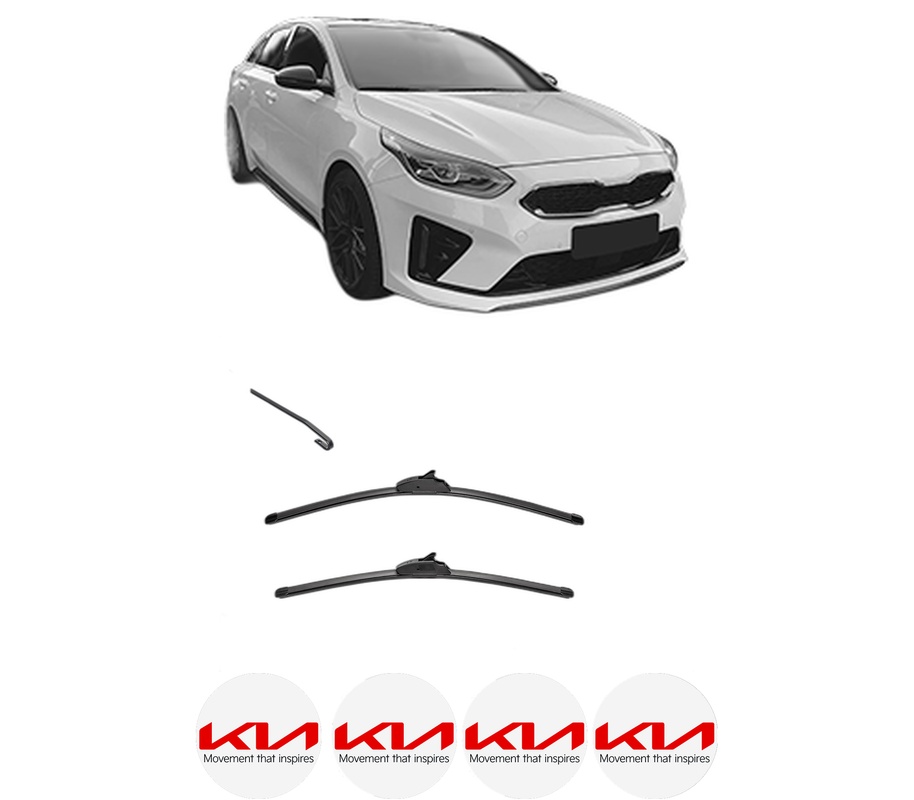 Set stergatoare auto KIA PROCEED (CD) din 2018-2024, pentru parbriz auto, 2 bucati, Valeo Silencio, din cauciuc siliconat rezistent, 4 Stickere Auto KIA