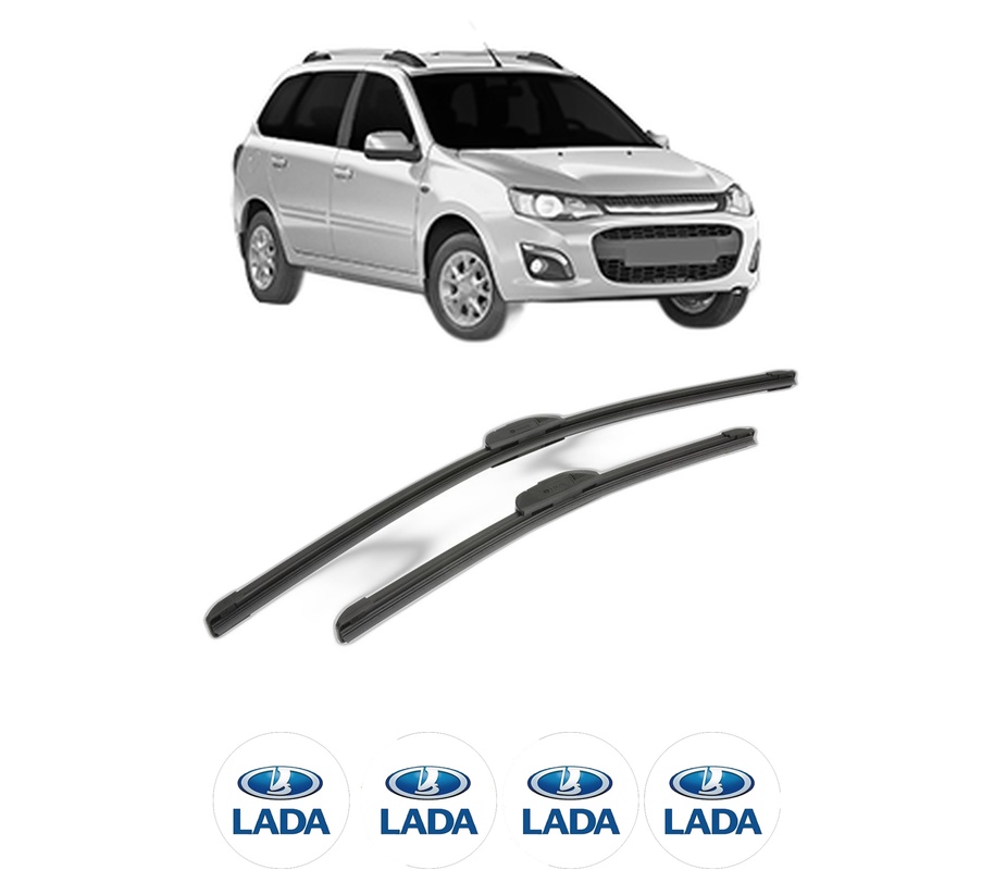 Set stergatoare auto LADA KALINA II Estate (2194_) din 2013-2018, pentru parbriz auto, 2 bucati, Bosch Aerotwin Retrofit, din cauciuc siliconat rezistent, 4 Stickere Auto LADA