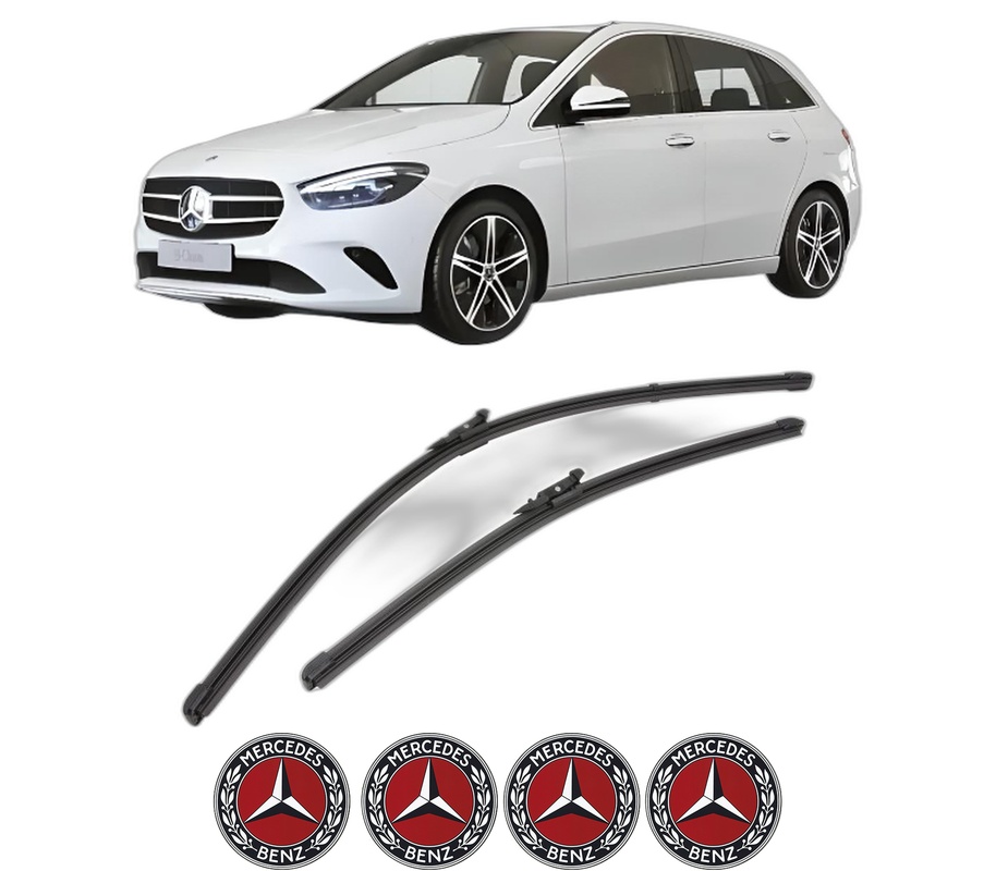 Set stergatoare auto MERCEDES-BENZ B-CLASS Sports Tourer (W247) din 2018-2022, pentru parbriz auto, 2 bucati, Valeo Silencio Xtrm, din cauciuc siliconat rezistent, 4 Stickere Auto MERCEDES-BENZ
