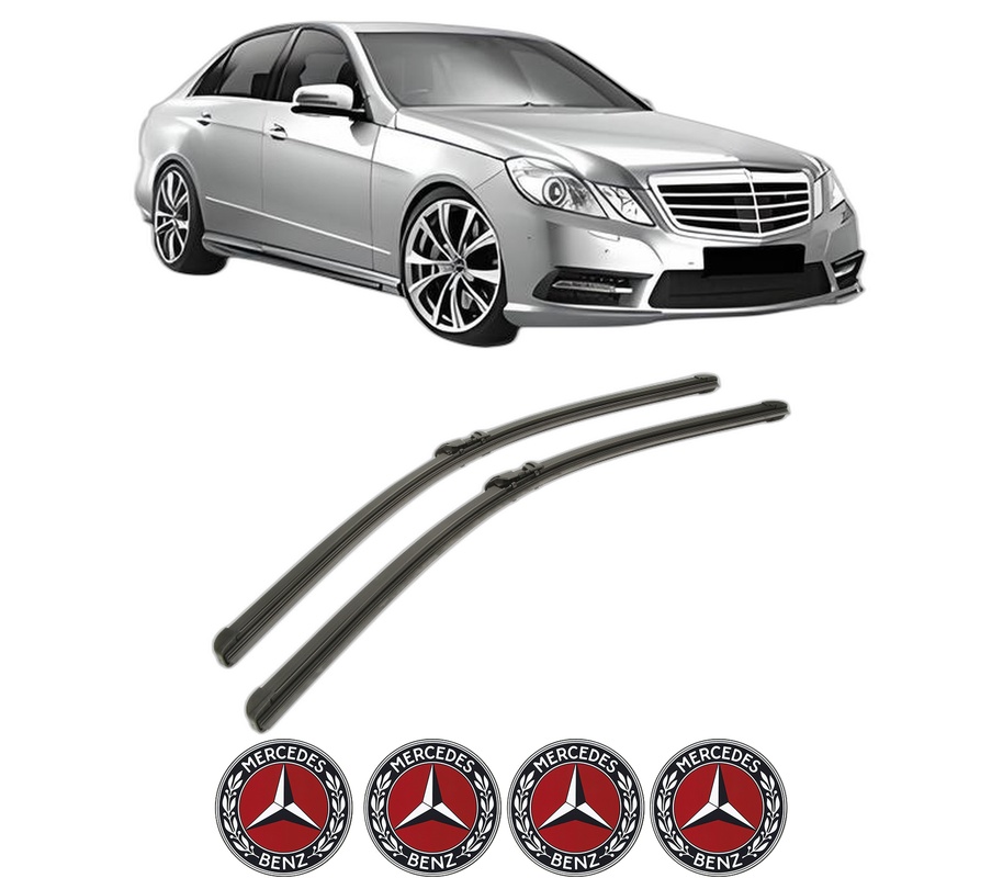 Set stergatoare auto MERCEDES-BENZ E-CLASS (W212) din 2009-2016, pentru parbriz auto, 2 bucati, Bosch Aerotwin, din cauciuc siliconat rezistent, 4 Stickere Auto MERCEDES-BENZ