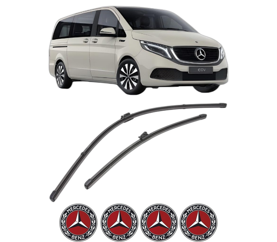 Set stergatoare auto MERCEDES-BENZ EQV (W447) din 2020, pentru parbriz auto, 2 bucati, Valeo Silencio Xtrm, din cauciuc siliconat rezistent, 4 Stickere Auto MERCEDES-BENZ