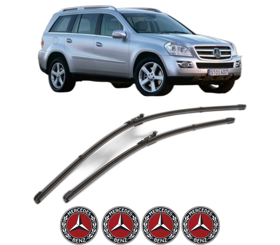 Set stergatoare auto MERCEDES-BENZ GL-CLASS (X164) din 2006-2012, pentru parbriz auto, 2 bucati, Valeo Silencio Xtrm, din cauciuc siliconat rezistent, 4 Stickere Auto MERCEDES-BENZ