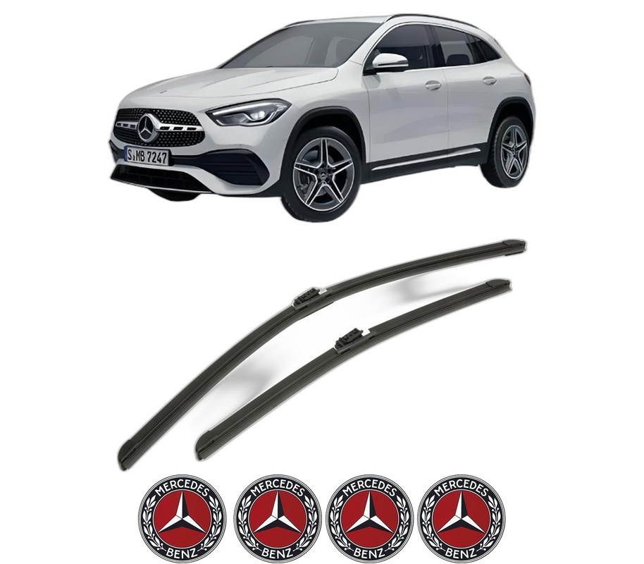 Set stergatoare auto MERCEDES-BENZ GLA (H247) din 2020-2023, pentru parbriz auto, 2 bucati, Bosch Aerotwin, din cauciuc siliconat rezistent, 4 Stickere Auto MERCEDES-BENZ