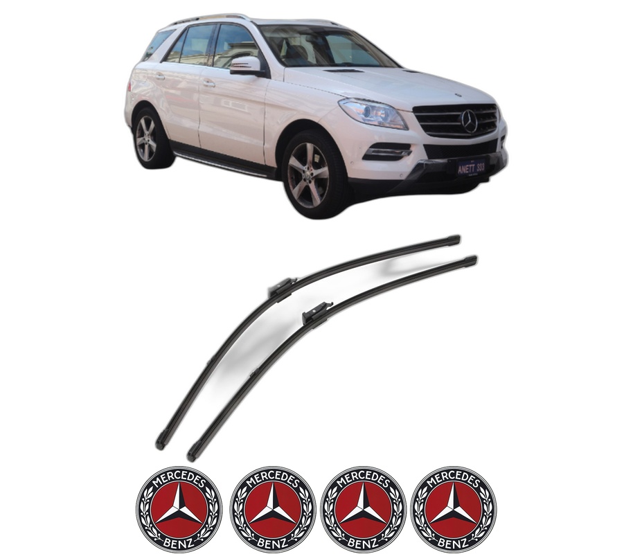 Set stergatoare auto MERCEDES-BENZ M-CLASS (W166) din 2011-2015, pentru parbriz auto, 2 bucati, Valeo Silencio Xtrm, din cauciuc siliconat rezistent, 4 Stickere Auto MERCEDES-BENZ
