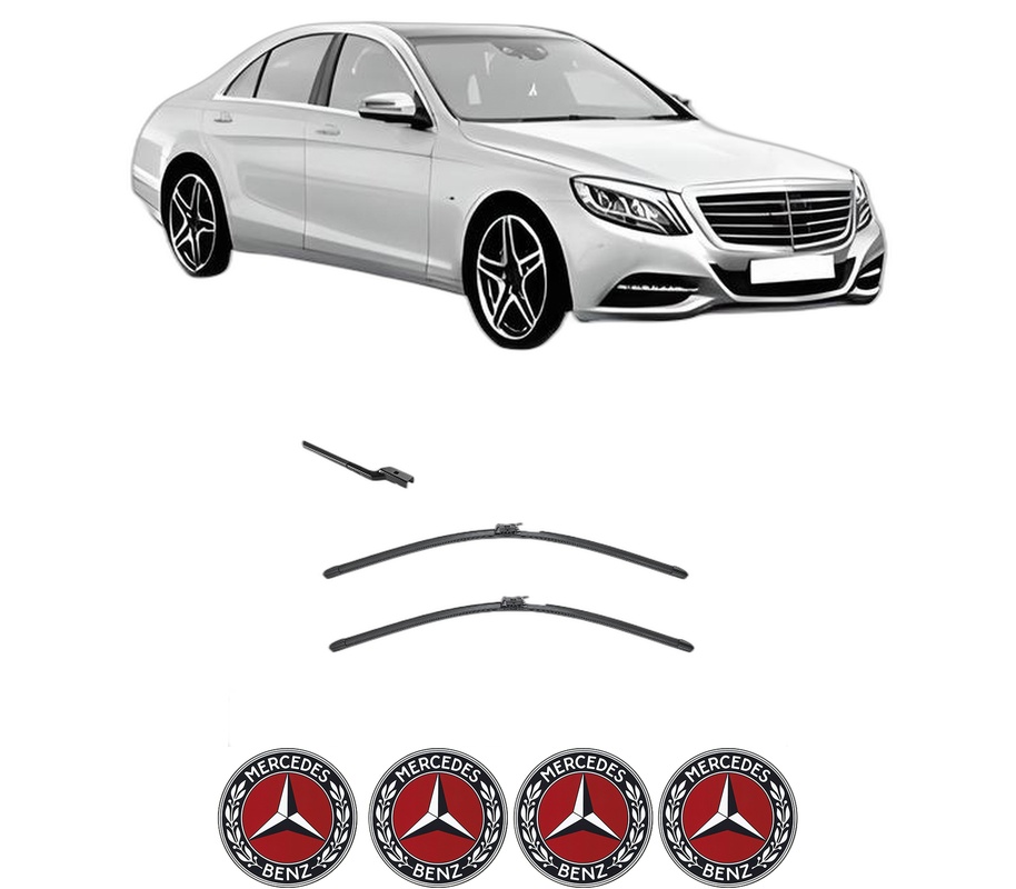Set stergatoare auto MERCEDES-BENZ S-CLASS (W222, V222, X222) din 2013-2020, pentru parbriz auto, 2 bucati, Valeo AquaBlade, din cauciuc siliconat rezistent, 4 Stickere Auto MERCEDES-BENZ