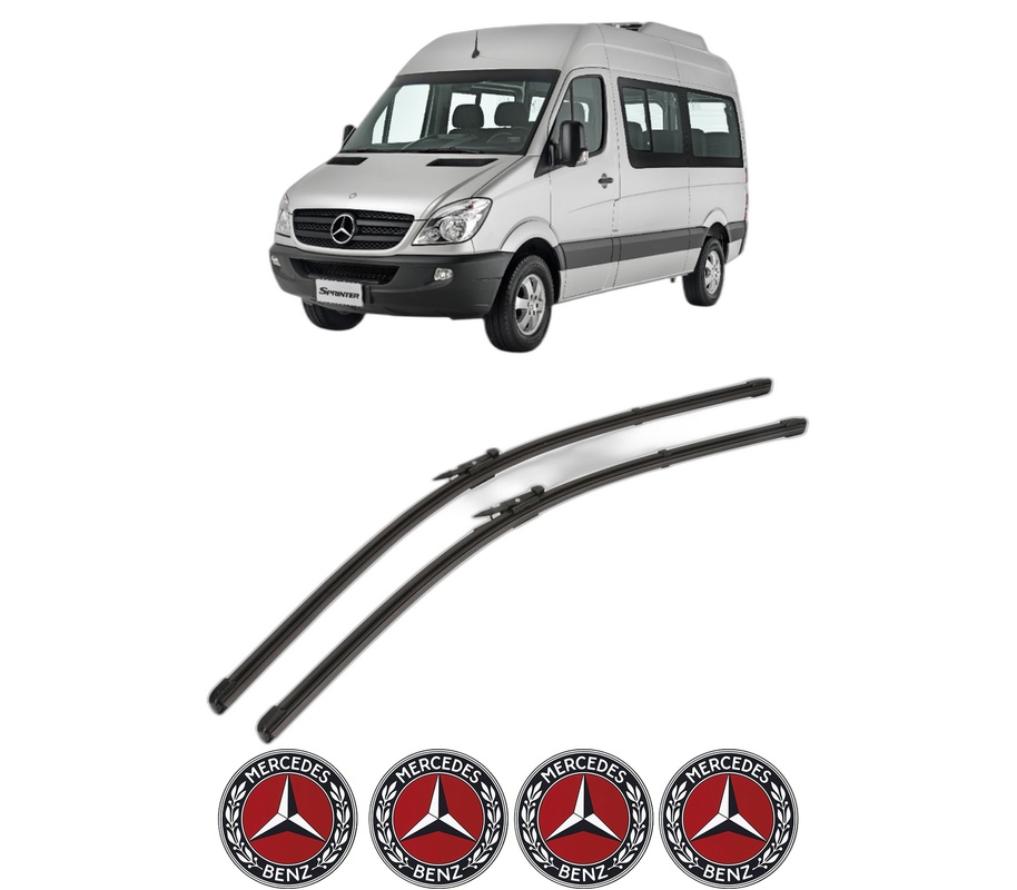 Set stergatoare auto MERCEDES-BENZ SPRINTER 3,5-t Bus (B906) din 2006-2020, pentru parbriz auto, 2 bucati, Valeo Silencio Xtrm, din cauciuc siliconat rezistent, 4 Stickere Auto MERCEDES-BENZ