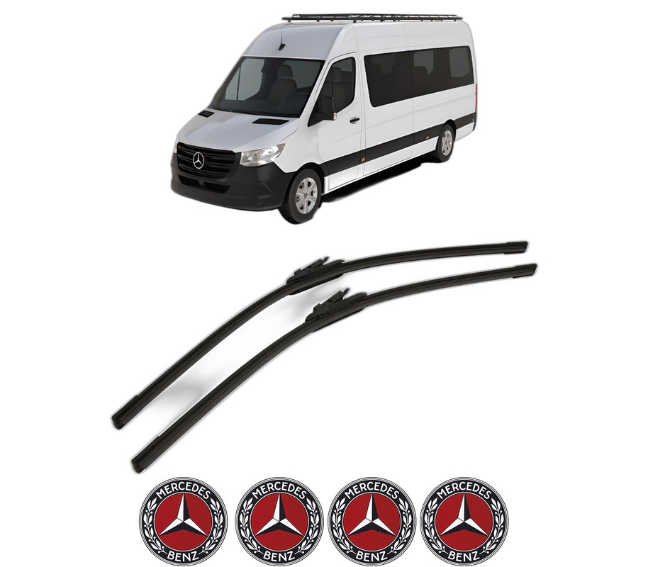 Set stergatoare auto MERCEDES-BENZ SPRINTER 5-t Bus (B906) din 2009-2018, pentru parbriz auto, 2 bucati, Bosch Aerotwin, din cauciuc siliconat rezistent, 4 Stickere Auto MERCEDES-BENZ