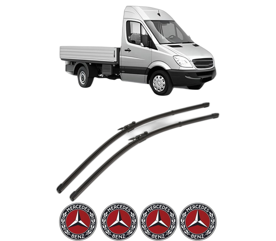 Set stergatoare auto MERCEDES-BENZ SPRINTER 5-t Platform/Chassis (B906) din 2006-2018, pentru parbriz auto, 2 bucati, Valeo Silencio Xtrm, din cauciuc siliconat rezistent, 4 Stickere Auto MERCEDES-BENZ