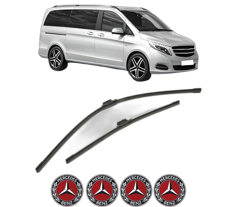 Set stergatoare auto MERCEDES-BENZ VITO Mixto (Double Cabin) (W447) din 2014-2021, pentru parbriz auto, 2 bucati, Bosch Aerotwin, din cauciuc siliconat rezistent, 4 Stickere Auto MERCEDES-BENZ