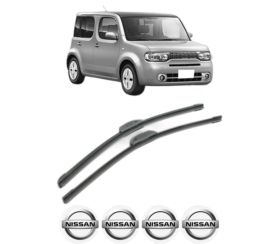 Set stergatoare auto NISSAN CUBE (Z12) din 2009-2010, pentru parbriz auto, 2 bucati, Bosch Aerotwin Retrofit, din cauciuc siliconat rezistent, 4 Stickere Auto NISSAN