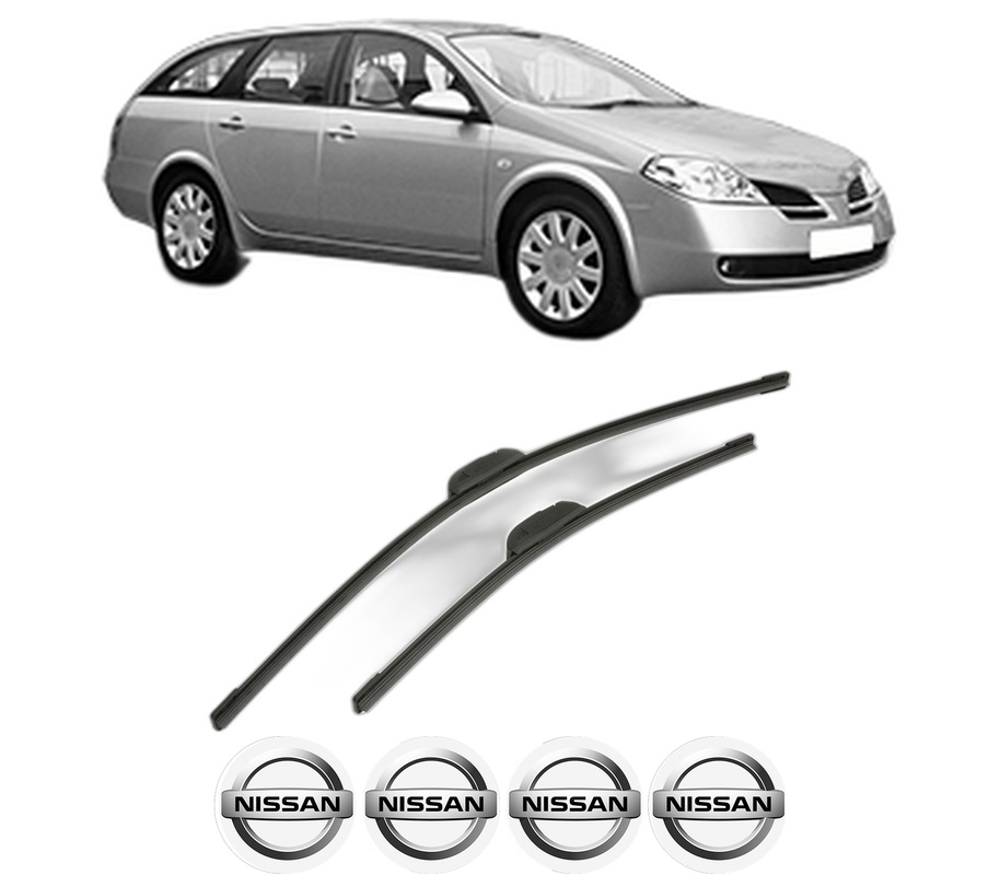 Set stergatoare auto NISSAN PRIMERA Estate (WP12) din 2002-2007, pentru parbriz auto, 2 bucati, Bosch Aerotwin Retrofit, din cauciuc siliconat rezistent, 4 Stickere Auto NISSAN