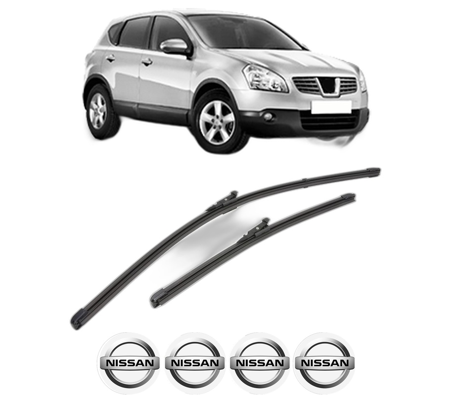 Set stergatoare auto NISSAN QASHQAI I (J10, NJ10) din 2006-2014, pentru parbriz auto, 2 bucati, Valeo Silencio Xtrm, din cauciuc siliconat rezistent, 4 Stickere Auto NISSAN