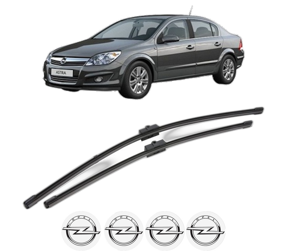 Set stergatoare auto OPEL ASTRA H Saloon (A04) din 2007-2014, pentru parbriz auto, 2 bucati, Valeo Silencio Xtrm, din cauciuc siliconat rezistent, 4 Stickere Auto OPEL