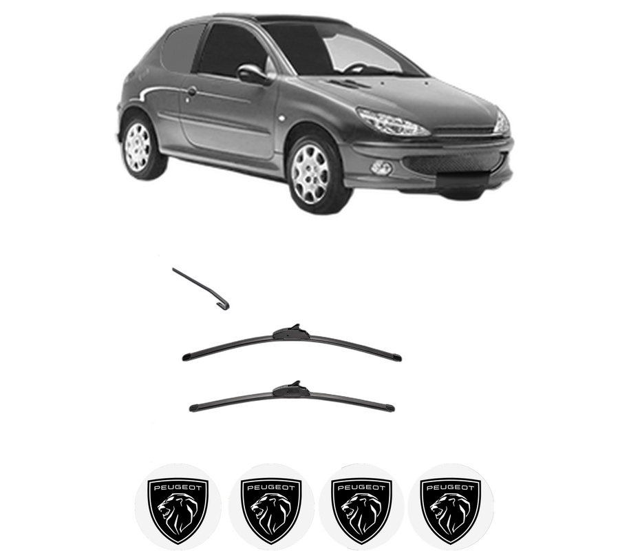 Set stergatoare auto PEUGEOT 206 Van din 2001-2009, pentru parbriz auto, 2 bucati, Valeo Silencio, din cauciuc siliconat rezistent, 4 Stickere Auto PEUGEOT