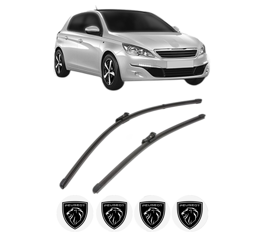 Set stergatoare auto PEUGEOT 308 Hatchback Van (LB_) din 2015-2021, pentru parbriz auto, 2 bucati, Valeo Silencio Xtrm, din cauciuc siliconat rezistent, 4 Stickere Auto PEUGEOT