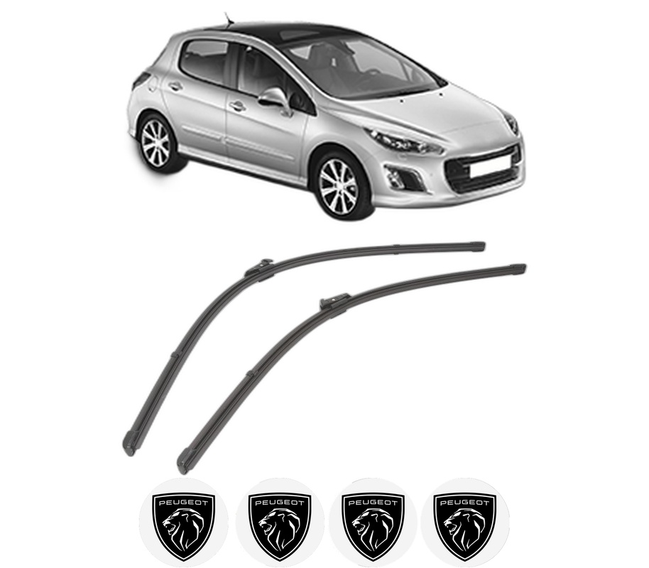 Set stergatoare auto PEUGEOT 308 I (4A_, 4C_) din 2007-2015, pentru parbriz auto, 2 bucati, Valeo Silencio Xtrm, din cauciuc siliconat rezistent, 4 Stickere Auto PEUGEOT