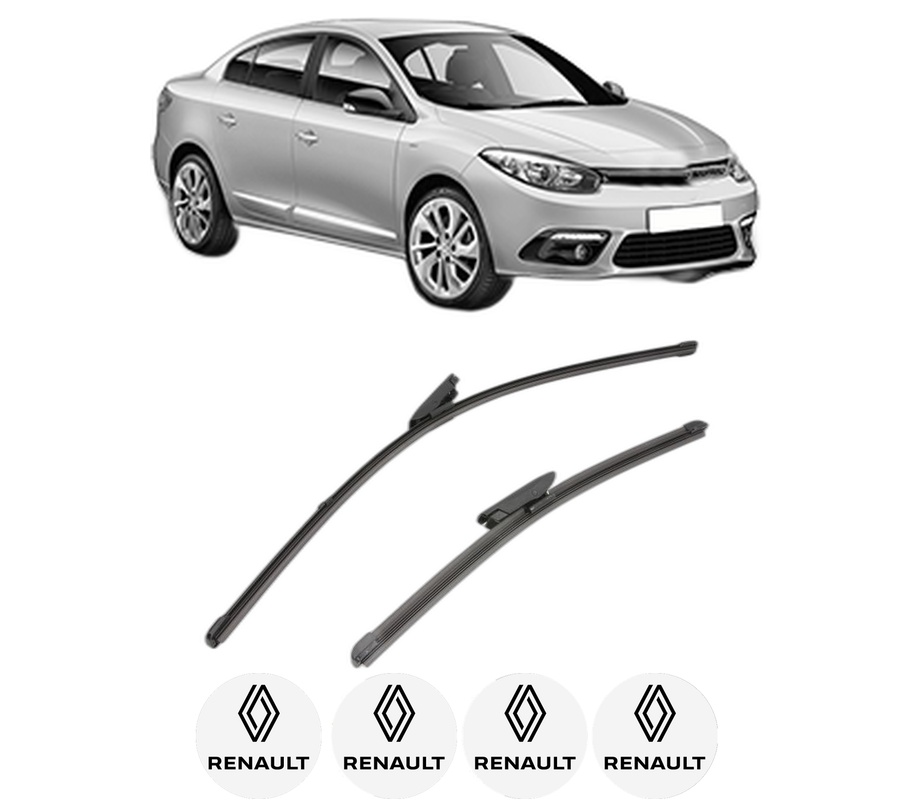 Set stergatoare auto RENAULT FLUENCE (L3_) din 2010-2015, pentru parbriz auto, 2 bucati, Valeo Silencio Xtrm, din cauciuc siliconat rezistent, 4 Stickere Auto RENAULT