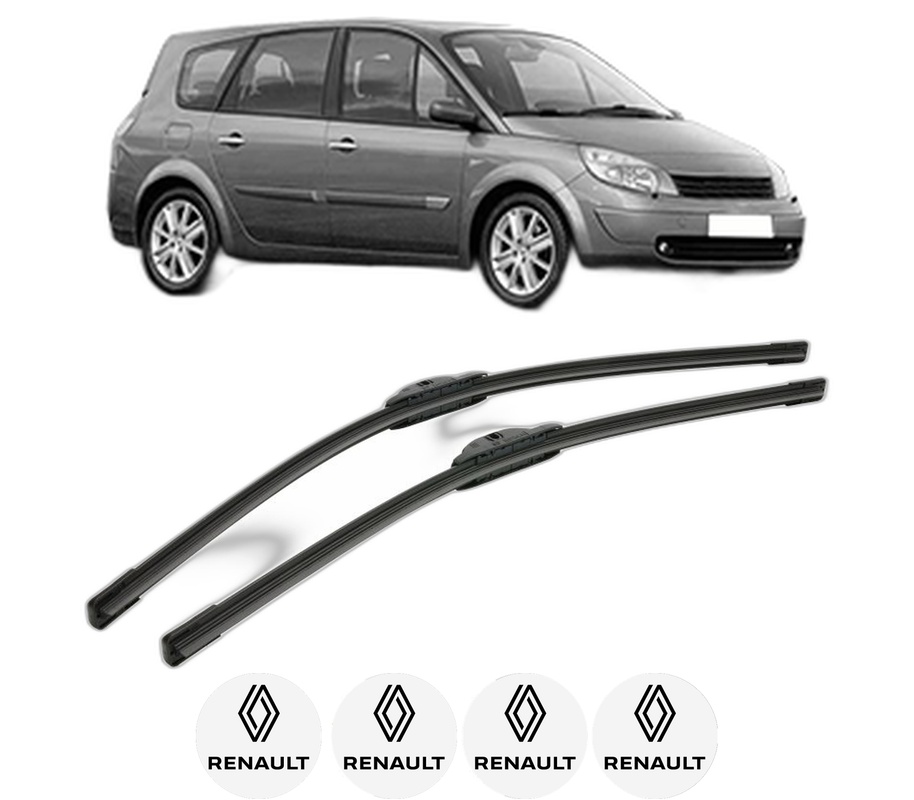 Set stergatoare auto RENAULT GRAND SCENIC II (JM0/1_) din 2004-2009, pentru parbriz auto, 2 bucati, Bosch Aerotwin, din cauciuc siliconat rezistent, 4 Stickere Auto RENAULT