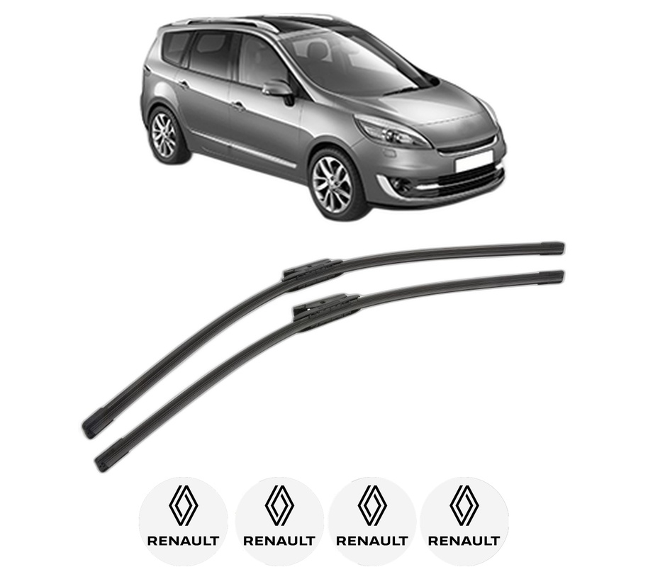 Set stergatoare auto RENAULT GRAND SCENIC III (JZ0/1_) din 2009-2016, pentru parbriz auto, 2 bucati, Bosch Aerotwin, din cauciuc siliconat rezistent, 4 Stickere Auto RENAULT