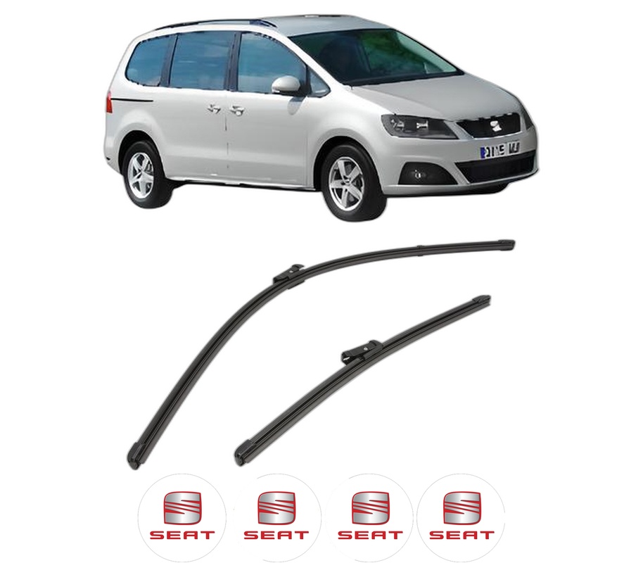 Set stergatoare auto SEAT ALHAMBRA (710, 711) din 2010-2022, pentru parbriz auto, 2 bucati, Valeo Silencio Xtrm, din cauciuc siliconat rezistent, 4 Stickere Auto SEAT