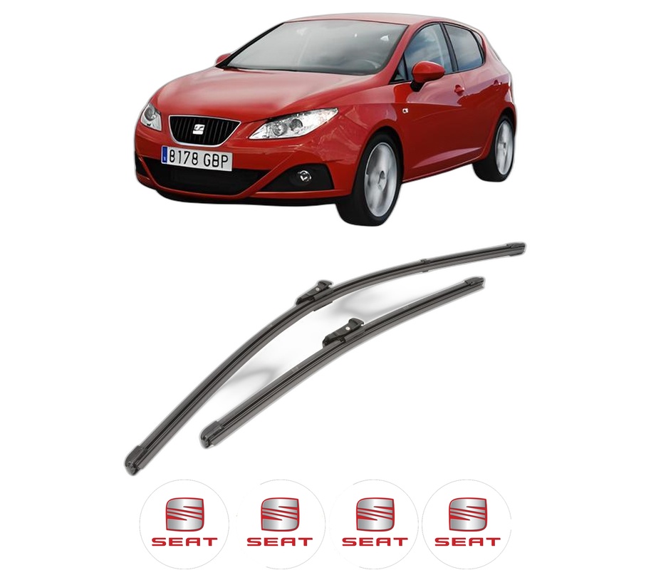 Set stergatoare auto SEAT IBIZA IV Hatchback Van (6J1) din 2008-2015, pentru parbriz auto, 2 bucati, Valeo Silencio Xtrm, din cauciuc siliconat rezistent, 4 Stickere Auto SEAT