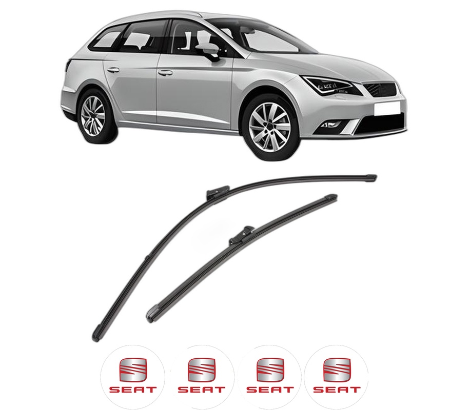 Set stergatoare auto SEAT LEON ST (5F8) din 2012-2020, pentru parbriz auto, 2 bucati, Valeo Silencio Xtrm, din cauciuc siliconat rezistent, 4 Stickere Auto SEAT