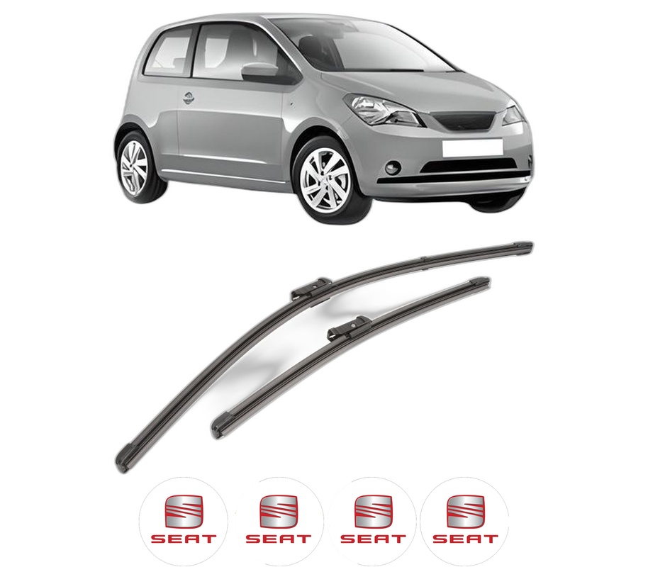 Set stergatoare auto SEAT Mii (KF1, KE1) din 2011-2020, pentru parbriz auto, 2 bucati, Valeo Silencio Xtrm, din cauciuc siliconat rezistent, 4 Stickere Auto SEAT