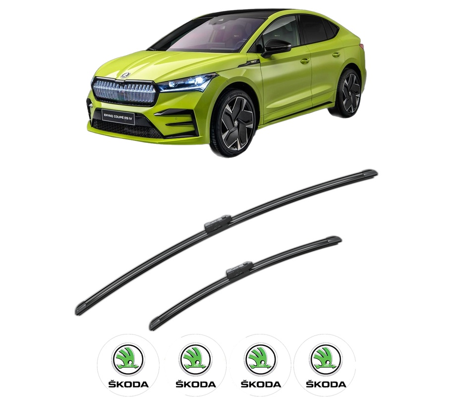Set stergatoare auto SKODA ENYAQ iV Coupe (5AC) din 2021-2023, pentru parbriz auto, 2 bucati, Bosch Aerotwin, din cauciuc siliconat rezistent, 4 Stickere Auto SKODA