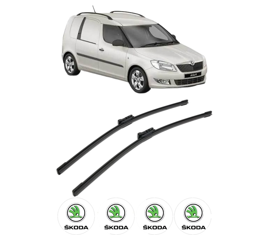 Set stergatoare auto SKODA FABIA II Praktik (545) din 2013, pentru parbriz auto, 2 bucati, Bosch Aerotwin, din cauciuc siliconat rezistent, 4 Stickere Auto SKODA