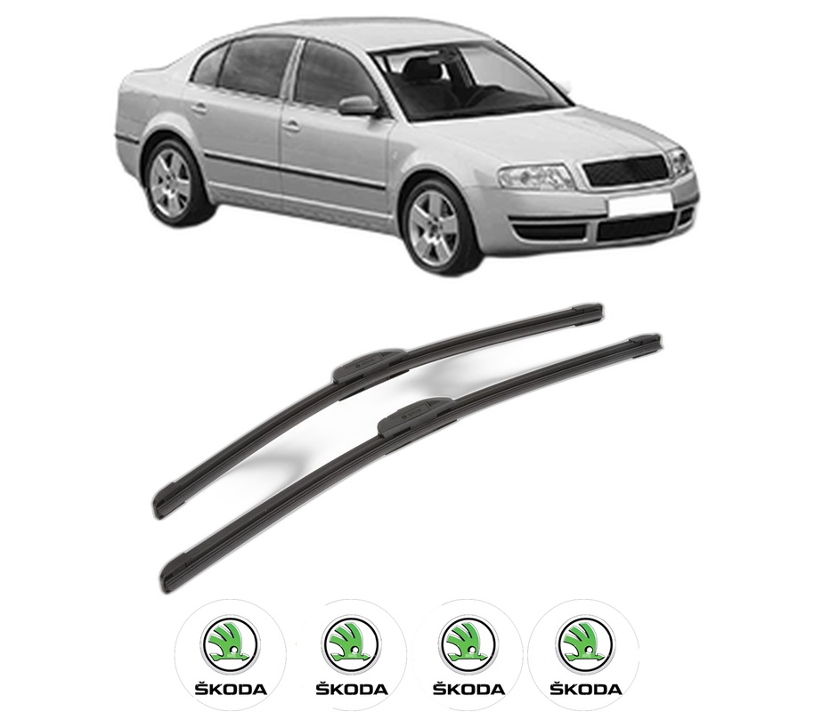 Set stergatoare auto SKODA SUPERB I (3U4) din 2001-2008, pentru parbriz auto, 2 bucati, Bosch Aerotwin Retrofit, din cauciuc siliconat rezistent, 4 Stickere Auto SKODA