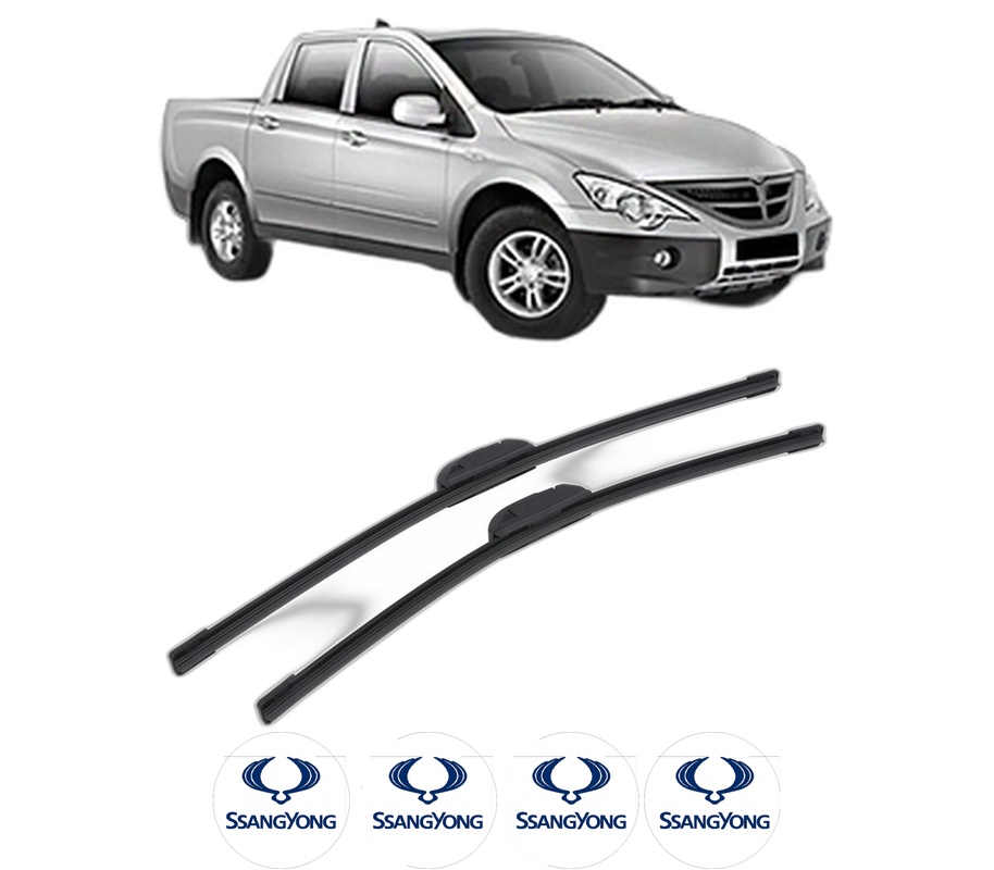 Set stergatoare auto SSANGYONG ACTYON SPORTS I (QJ) din 2007-2011, pentru parbriz auto, 2 bucati, Bosch Aerotwin Retrofit, din cauciuc siliconat rezistent, 4 Stickere Auto SSANGYONG