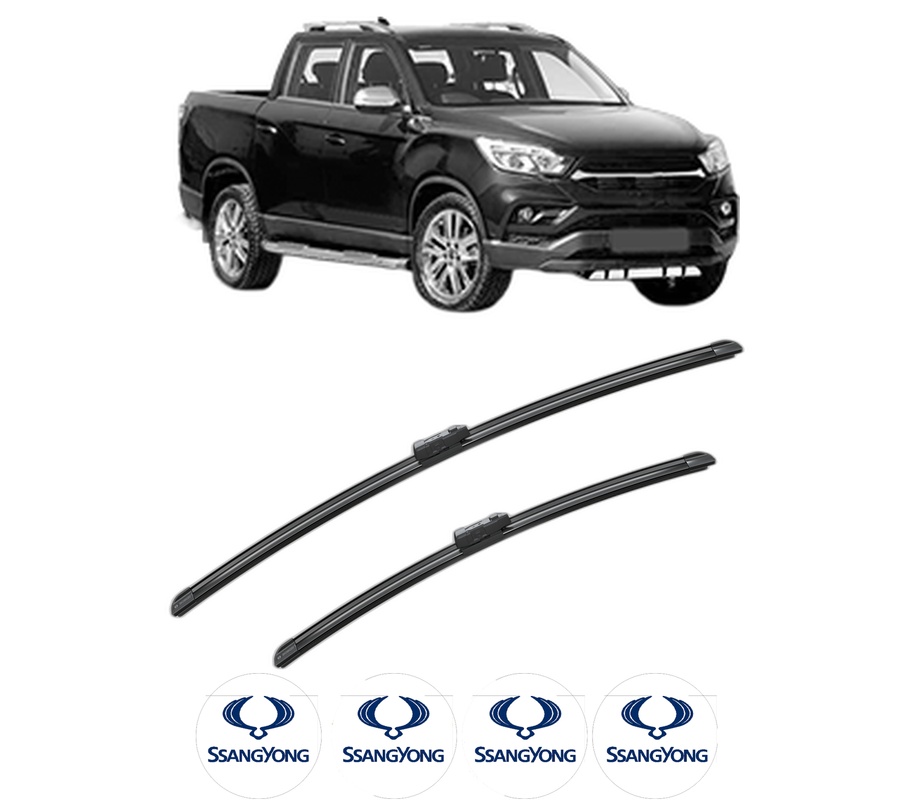 Set stergatoare auto SSANGYONG MUSSO (QK) din 2018, pentru parbriz auto, 2 bucati, Bosch Aerotwin, din cauciuc siliconat rezistent, 4 Stickere Auto SSANGYONG