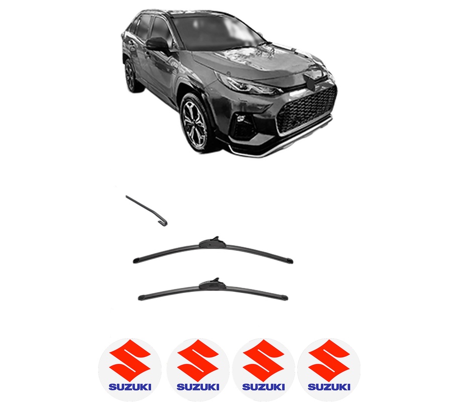 Set stergatoare auto SUZUKI ACROSS (A5Z_) din 2020, pentru parbriz auto, 2 bucati, Valeo Silencio, din cauciuc siliconat rezistent, 4 Stickere Auto SUZUKI