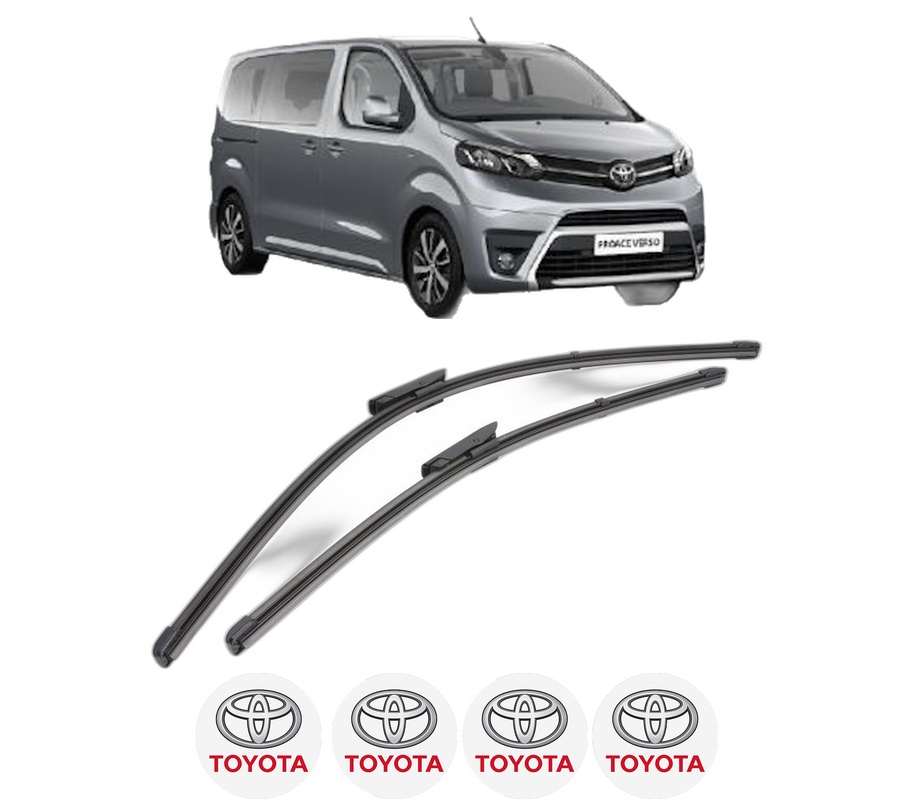 Set stergatoare auto TOYOTA PROACE VERSO Bus (MPY_) din 2016-2024, pentru parbriz auto, 2 bucati, Valeo Silencio Xtrm, din cauciuc siliconat rezistent, 4 Stickere Auto TOYOTA