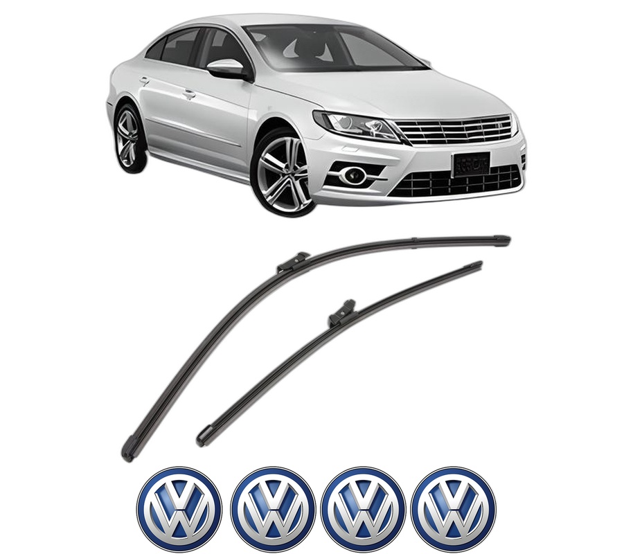 Set stergatoare auto Volkswagen CC B7 (358) din 2011-2016, pentru parbriz auto, 2 bucati, Valeo Silencio Xtrm, din cauciuc siliconat rezistent, 4 Stickere Auto Volkswagen