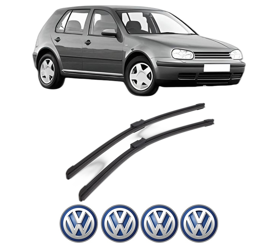 Set stergatoare auto Volkswagen GOLF IV (1J1) din 1997-2005, pentru parbriz auto, 2 bucati, Bosch Aerotwin, din cauciuc siliconat rezistent, 4 Stickere Auto Volkswagen