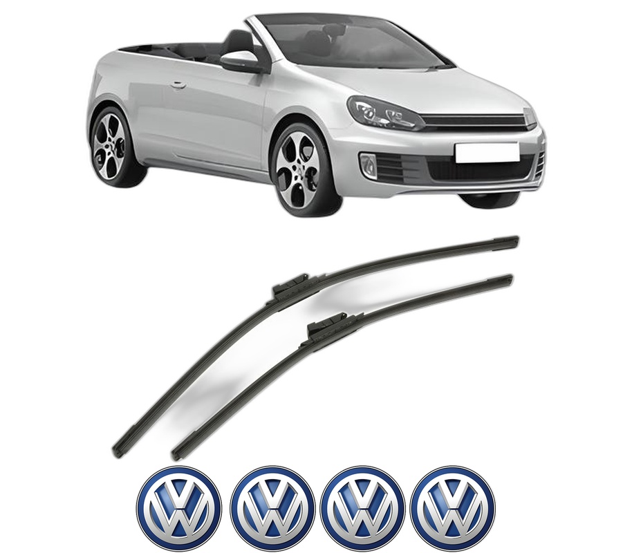 Set stergatoare auto Volkswagen GOLF VI Convertible (517) din 2011-2016, pentru parbriz auto, 2 bucati, Bosch Aerotwin, din cauciuc siliconat rezistent, 4 Stickere Auto Volkswagen