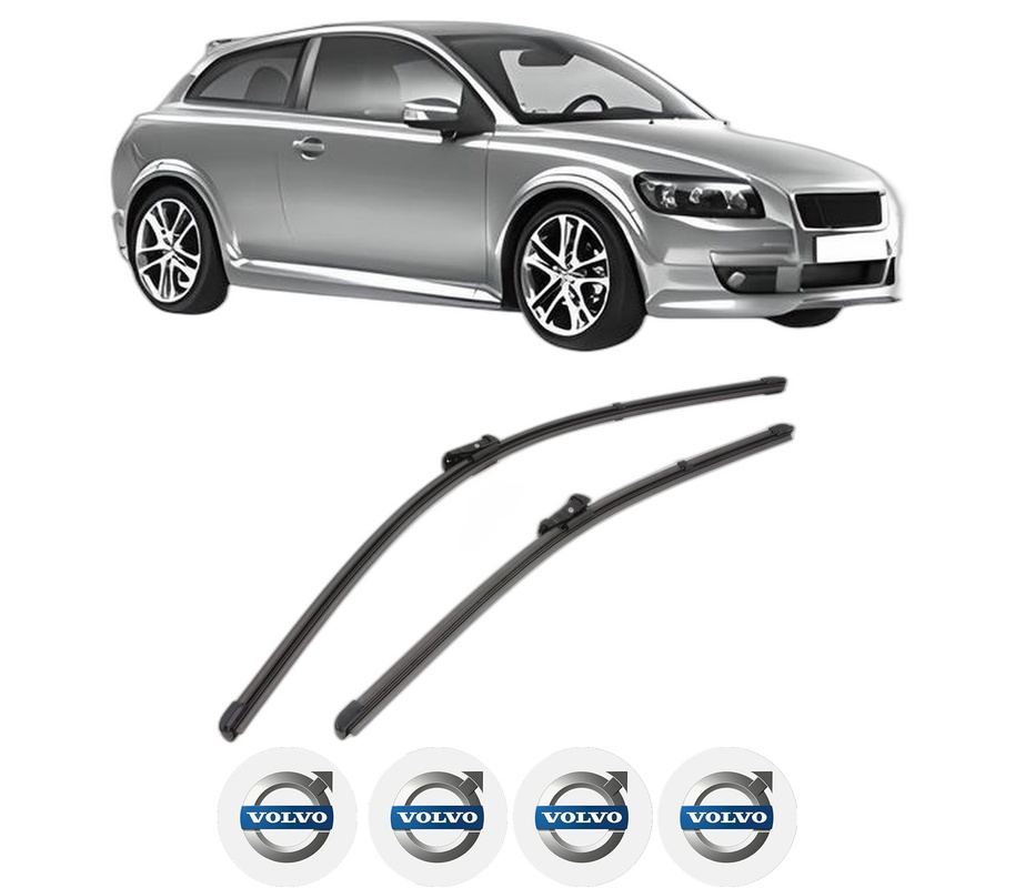 Set stergatoare auto VOLVO C30 (533) din 2006-2012, pentru parbriz auto, 2 bucati, Valeo Silencio Xtrm, din cauciuc siliconat rezistent, 4 Stickere Auto VOLVO