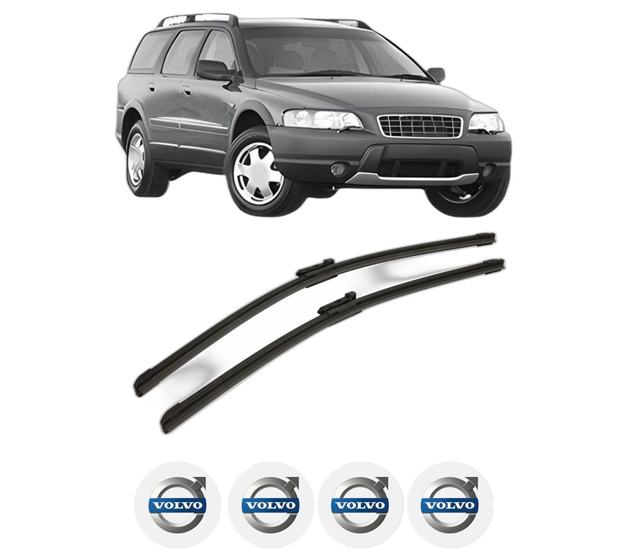 Set stergatoare auto VOLVO XC70 I Cross Country (295) din 1997-2007, pentru parbriz auto, 2 bucati, Bosch Aerotwin, din cauciuc siliconat rezistent, 4 Stickere Auto VOLVO