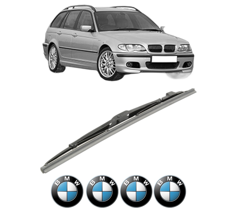 Stergator lamela spate BMW Seria 3 Touring (E46) din 1999 - 2005, pentru luneta auto, Bosch Twin, din cauciuc siliconat rezistent, 4 Stickere Auto BMW